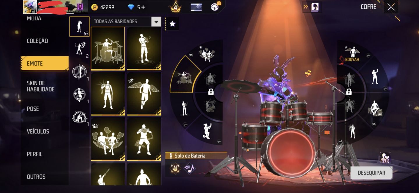 Conta FF 2020 gemada, possui diversas skins raras.