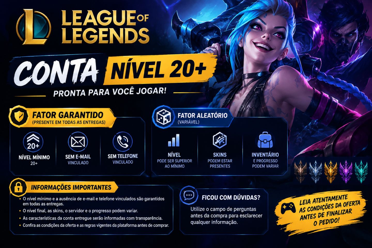 CONTAS LEAGUE OF LEGENDS NÍVEL 20+