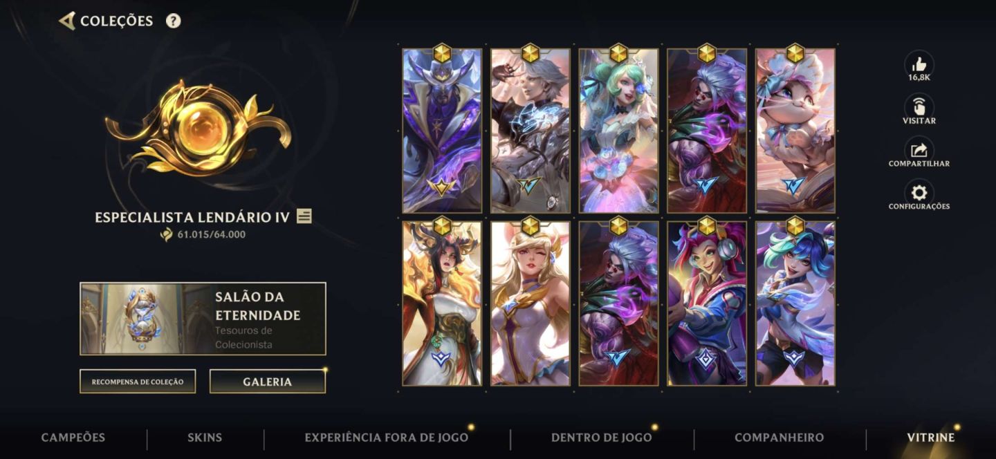 Conta Monarca e Lenda - 288 Skins