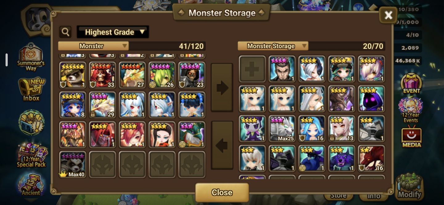 Conta starter summoners war com 3 ld 5 estrelas (Tian Lang, Leona, Groa)