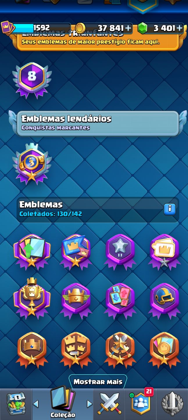 Conta Clash Royale de 9 anos com emblemas e emojis raros