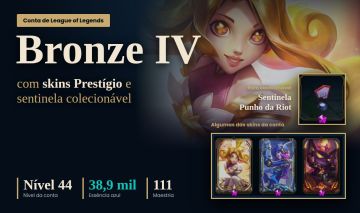 Conta LoL Smurf Bronze com item colecionável e skins prestígio!