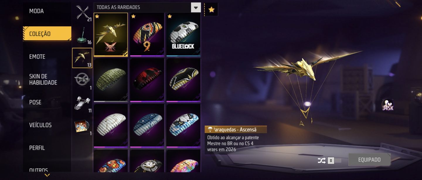 Conta de Free Fire LVL 46 + 158 Gemas