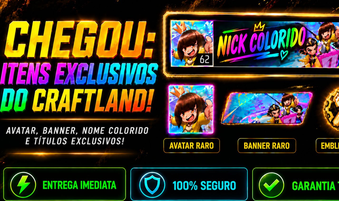 Nick colorido FF CRAFTLAND nível 6+ todos os benefícios.