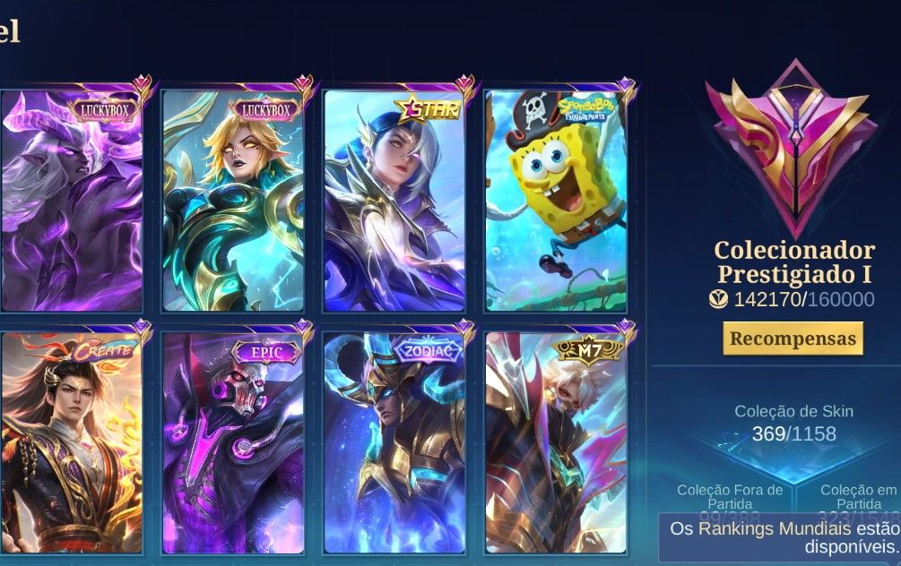 CONTA MOBILE LEGENDS MUITAS COLABS STREET, KOF, JUJUTSU,HXH