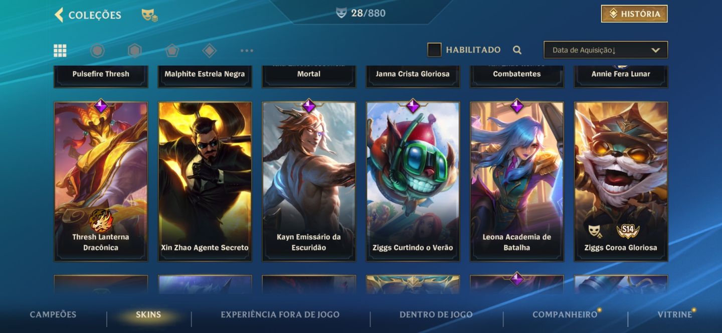 Conta wild rift com skin de passes, skin lendaria e miito mais