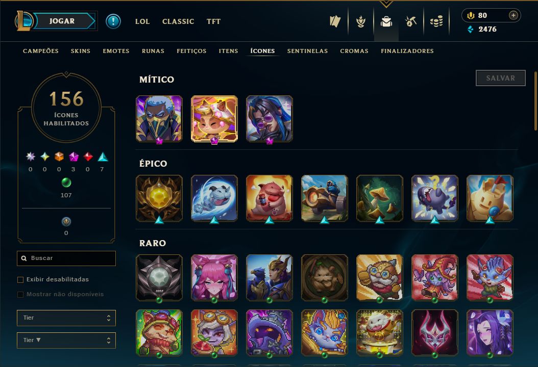 Conta LoL LV 146 + Platina II | 110 Skins + 156 Ícones + 19 Cromas