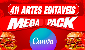 (PROMOÇÃO RELÂMPAGO!) MEGA PACK CANVA COM 411 ARTES EDITÁVEIS PARA HAMBURGUERIAS
