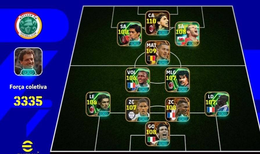 CONTA RARA FULL META EFOOTBALL MOBILE 3335 DE FORÇA COLETIVA E TIME INSANO!