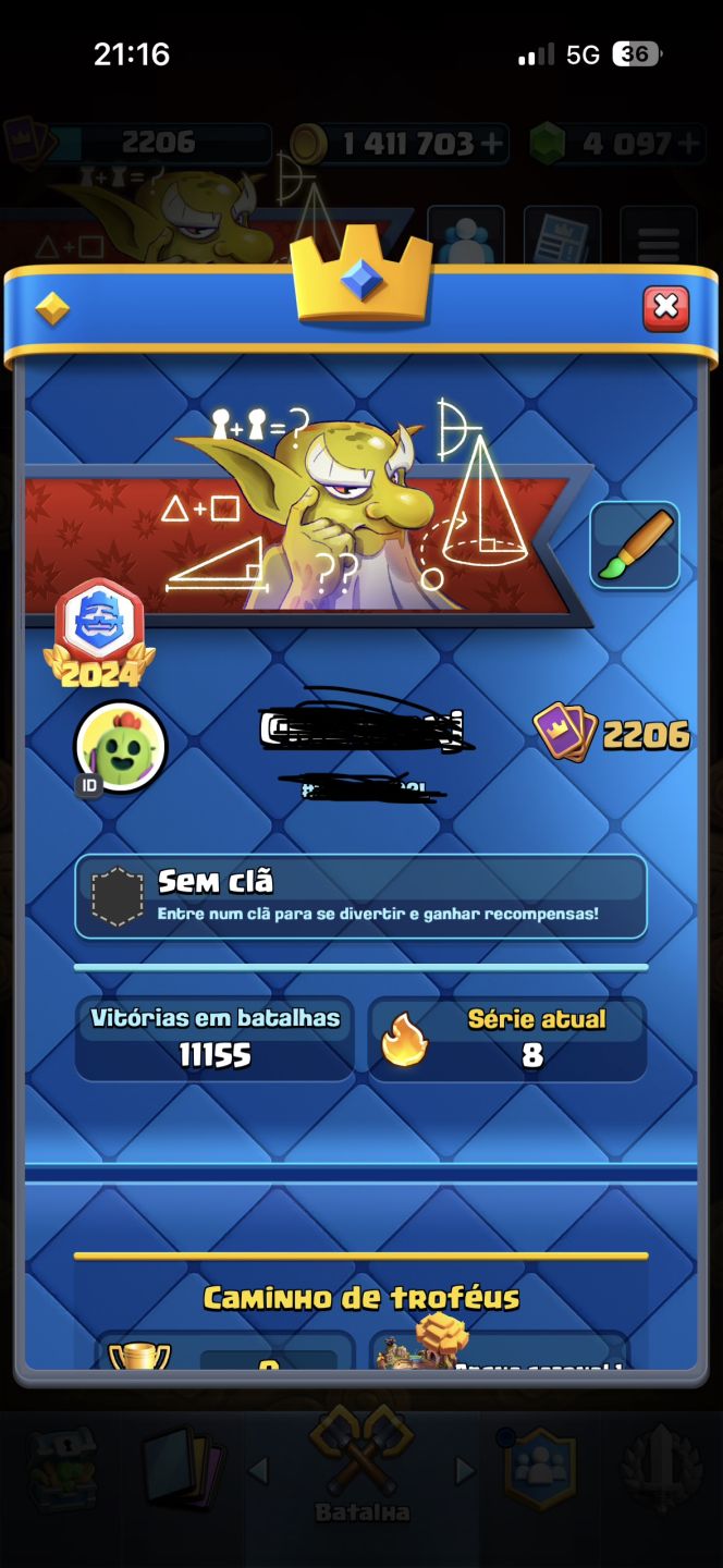 CONTA DE CLASH ROYALE COM EMBLEMA DE TOP GLOBLAL E 40 EVOS