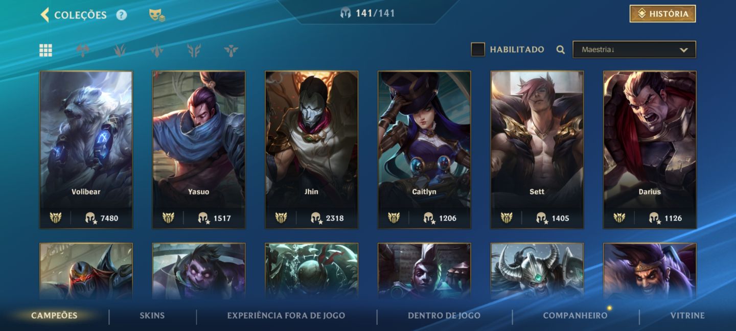 Conta wild rift com 290 skins