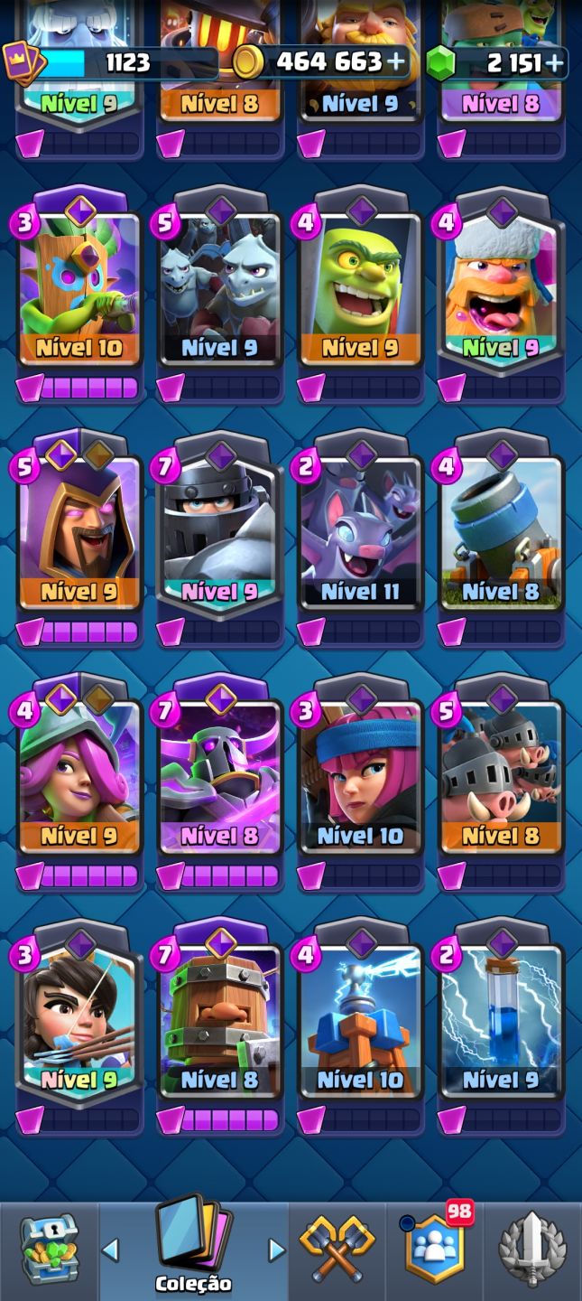 Conta de clash royale com diversas evoluções