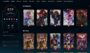Conta de LOL LV 1470 Colecionador / 839 skins, 1122 ícones / Todos os campeões