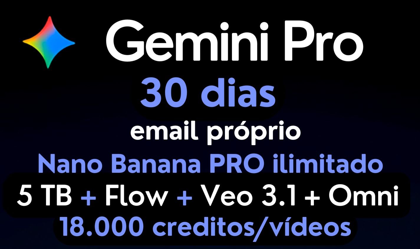 Gemini Pro + 5Tb + Veo 3.1 + Flow + Omni Flash - 30 Dias