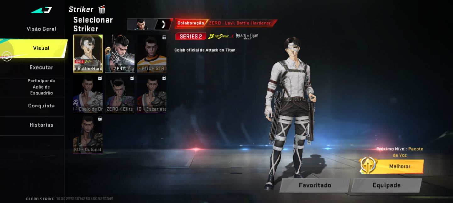 CONTA DE BLOOD STRIKER COM LEVI(ZERO) MIKASA(RAN)