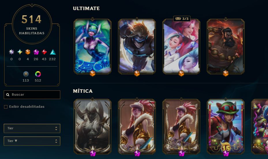 Conta LoL nivel 1080 514 skins +R$3k lol +R$400 valorant