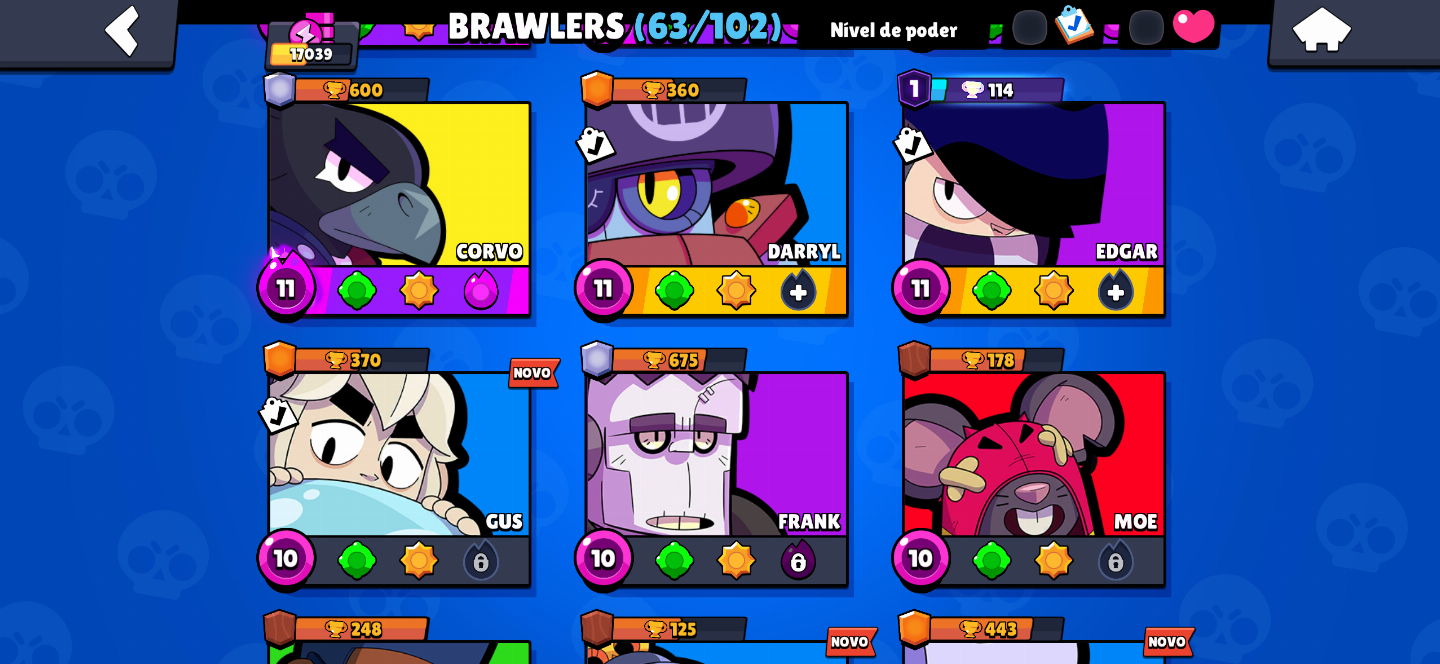 Conta de brawl stars com 1 prestigios e varios brawlers lendários e skins