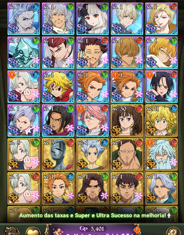PROMOÇÃO SEVEN DEADLY SINS GRAND CROSS CONTA INICIANTE REROLL COM TRISTAN UR4/6