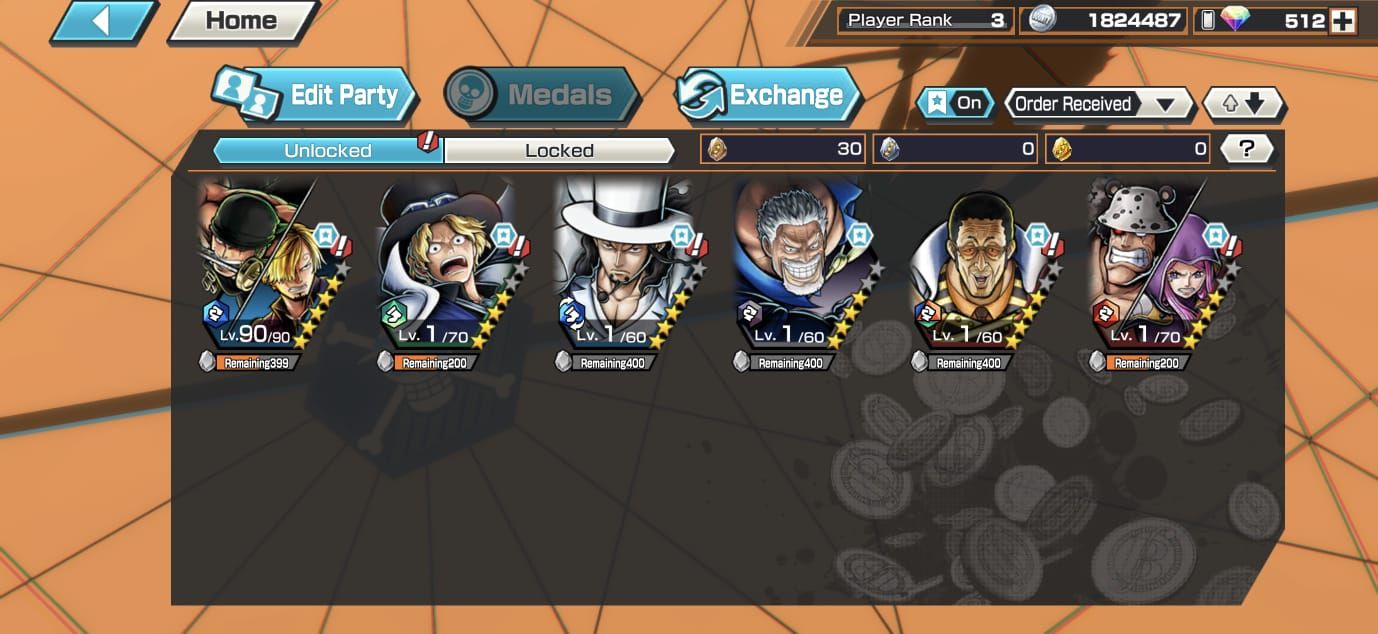 Conta Opbr Global | 5 Ex (ZORO E SANJI, KIZARU , SABO) Rank 3 | Full Acess