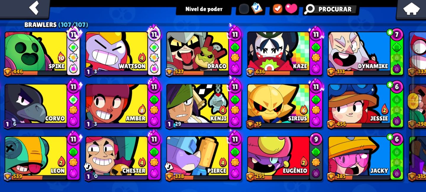 Conta brawl stars,55k trofeus,mtas skins,lendario e fama saturiana 1