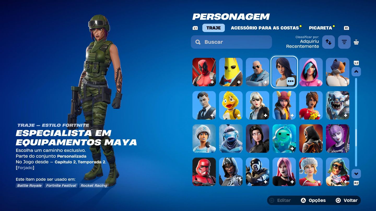 Conta de Fortnite antiga com 169 skins desde a temporada 3