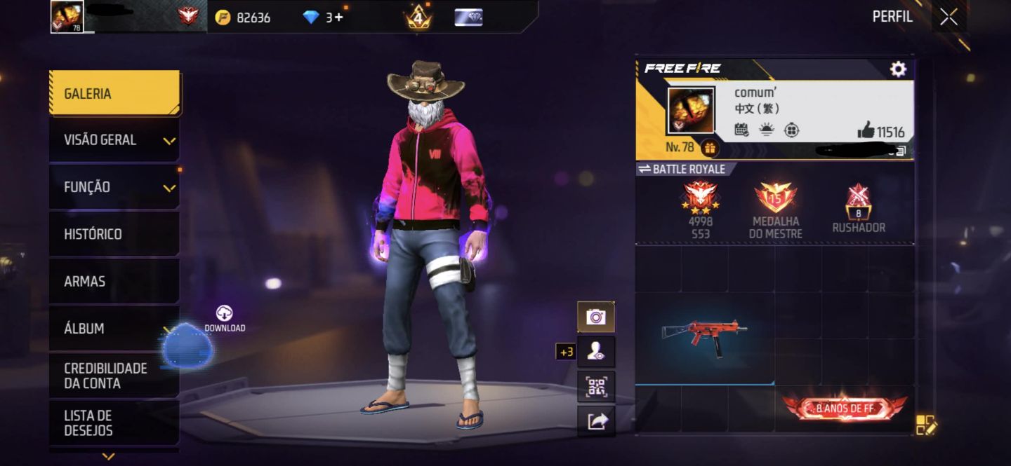 CONTA DE FF GEMADA PASSE STEAMPUNK + FREE FIRE + MESTRE TEMPORADA 8 + PUNHOS