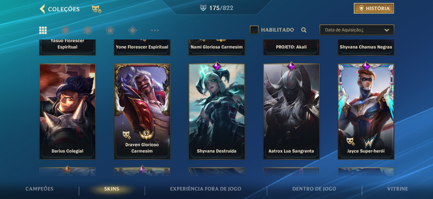Conta de Wild Rift com muitas Skins