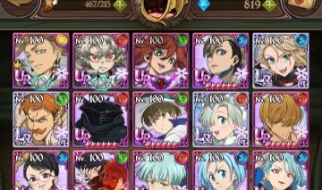 "Conta 7DS Grand Cross: PvP Campeão, 4M Box, Collab 6/6 com Skins Dima"