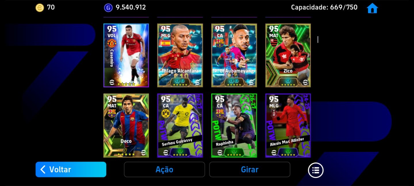 Conta efootbal endereço game recheada de cartas epicas