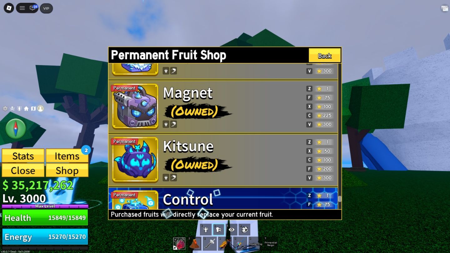 Conta blox fruits frutas perm, diversas espadas/armas e muito dinheiro