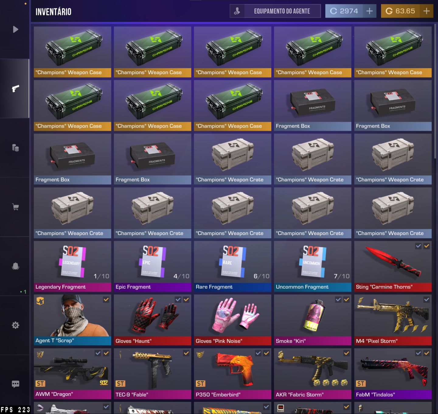 Conta standoff2 com muitas skins avaliada em mais 17k gold