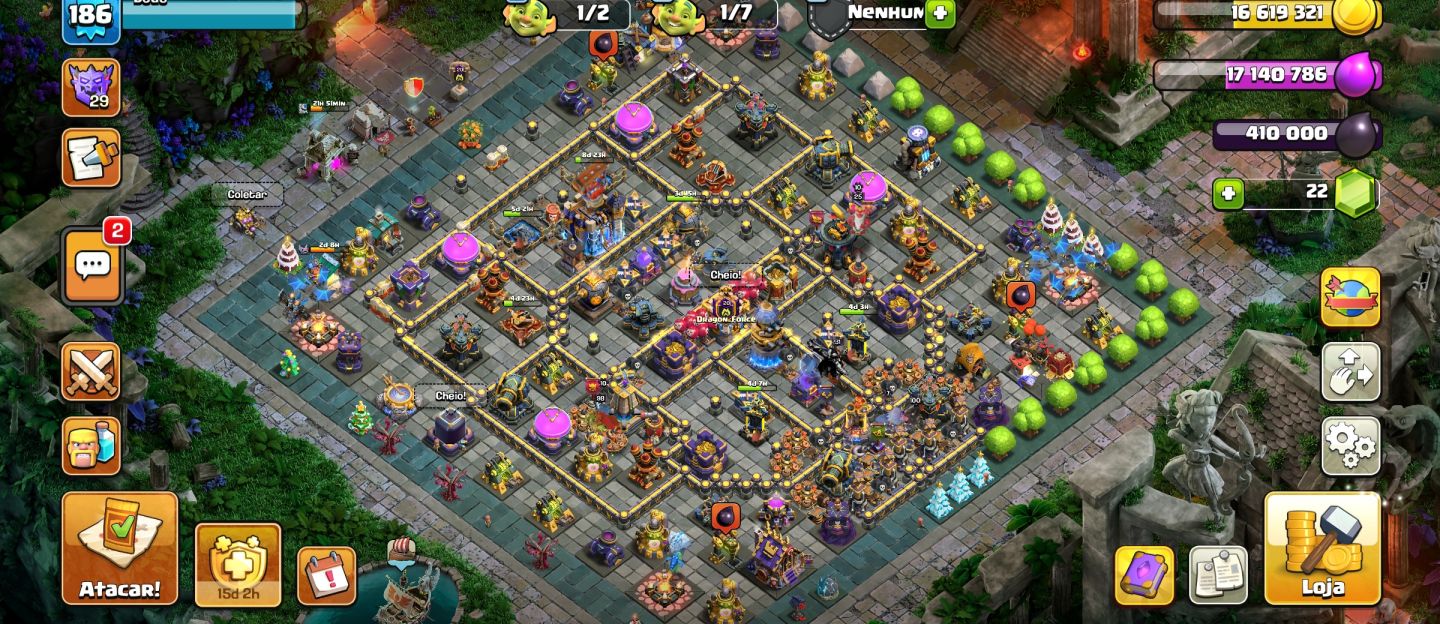 CV 18 clash of clans muito bem upada, confira nas imagens e descrição.