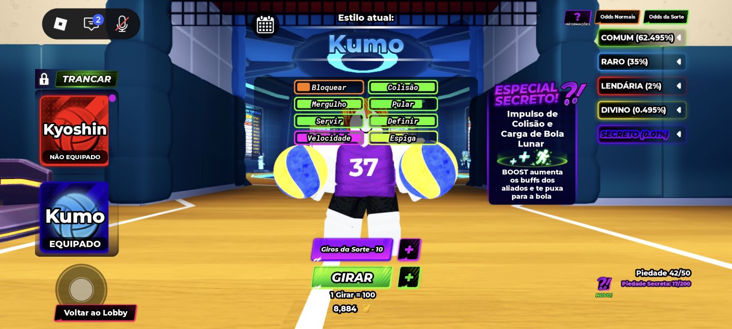 VOLLEYBALL LEGENDS (SANJU+HAKKA+KAZANA+KUMO)+1 SLOT LIVRE + 44 LUCKY SPIN