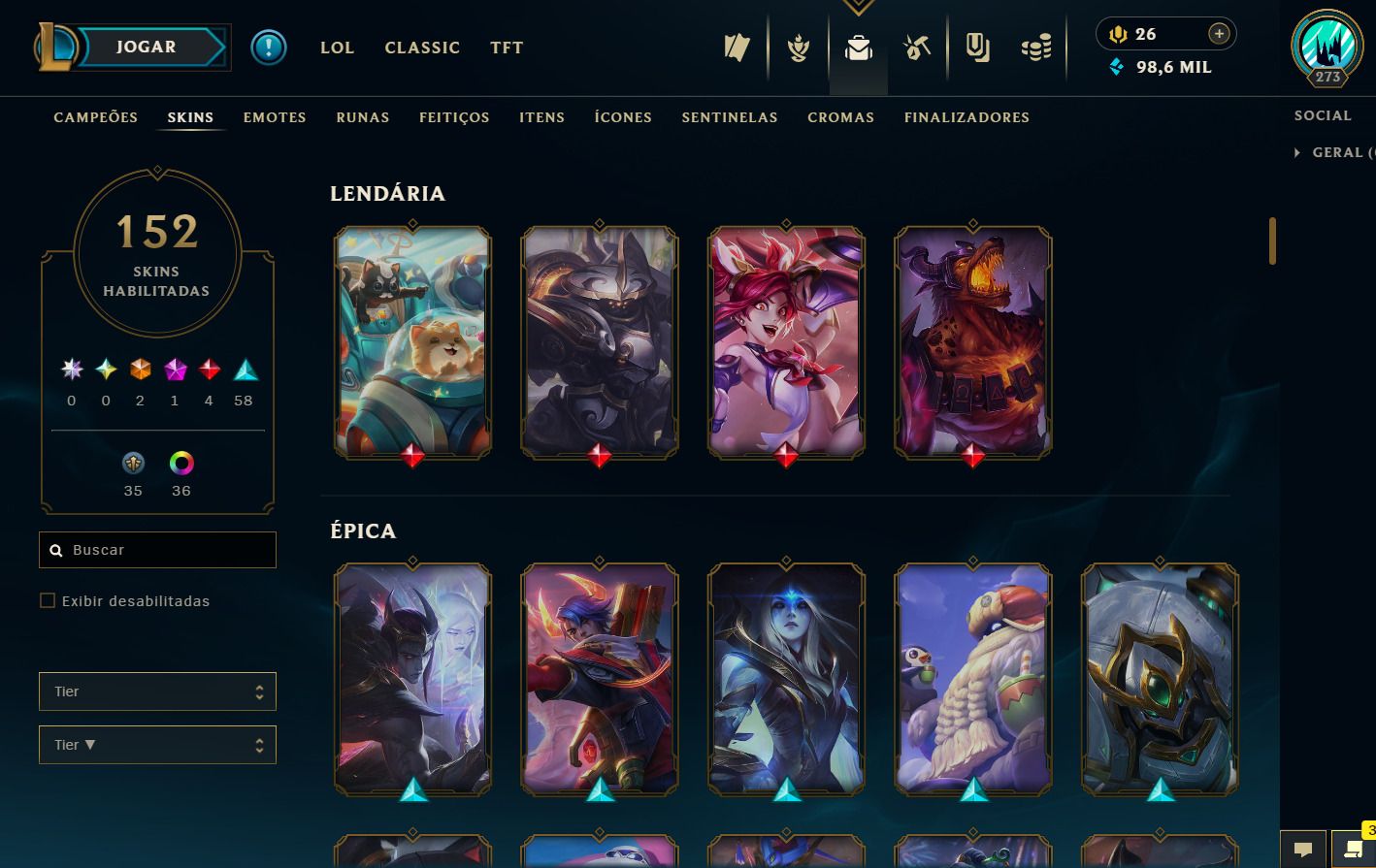 CONTA LEAGUE OF LEGENDS - FOCO ADC / ATIRADORES - COMPLETA!