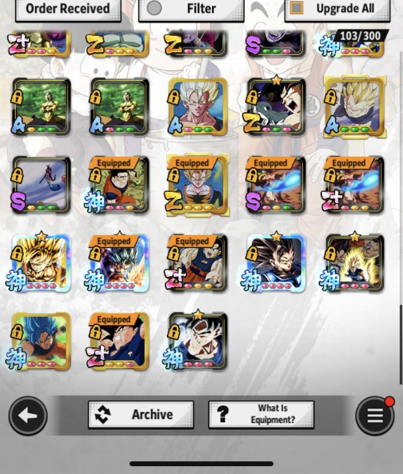 Conta dragon ball legends com vários legends e ultra + squadra de brinde