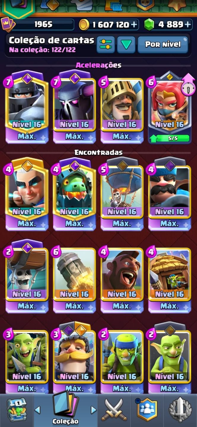 Conta Clash Royale Nível Máx, 27 Evo, Todas Cartas, 5 Heróis