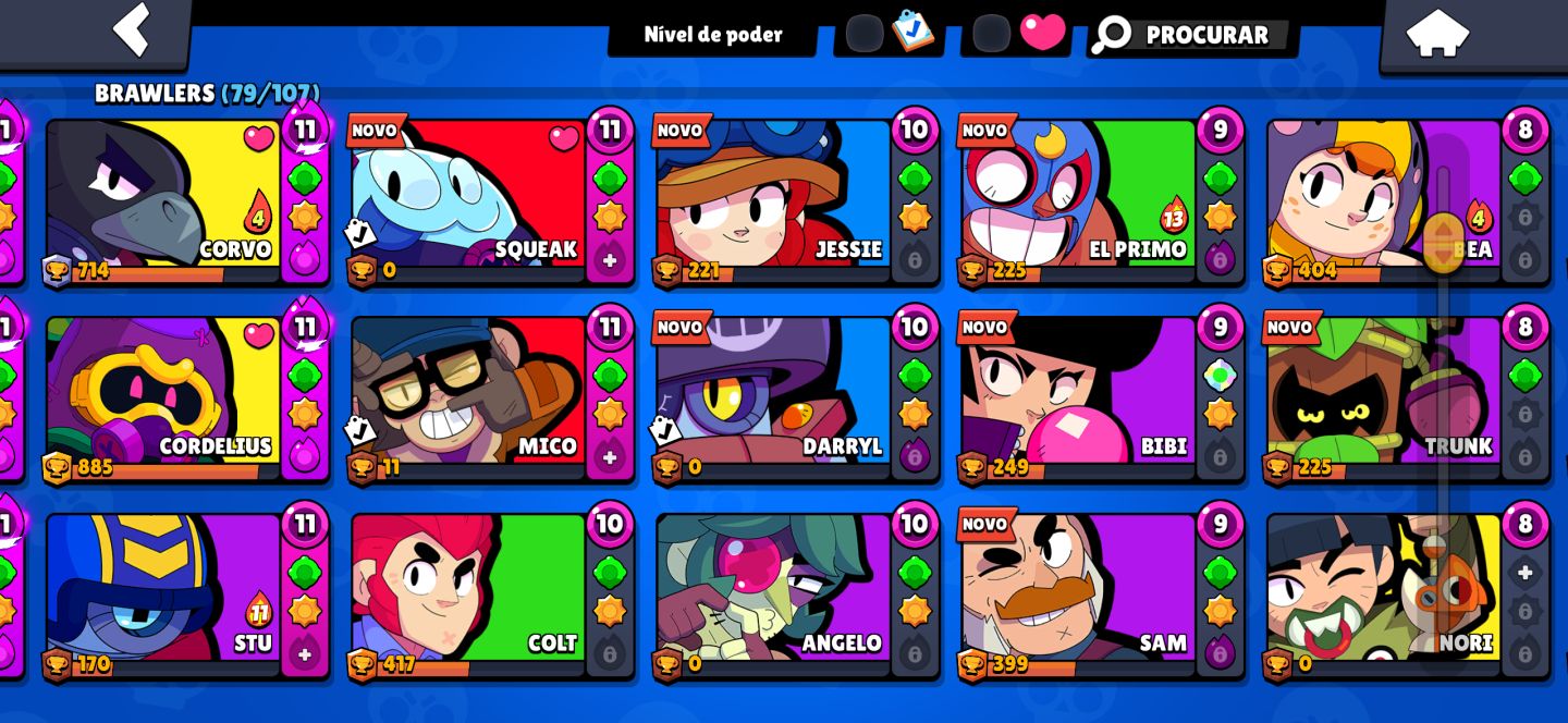 CONTA BRAWSTARS UPADA,VÁRIAS SKINS E PERSONAGENS,ÓTIMA PRA RANK COM OS META FULL