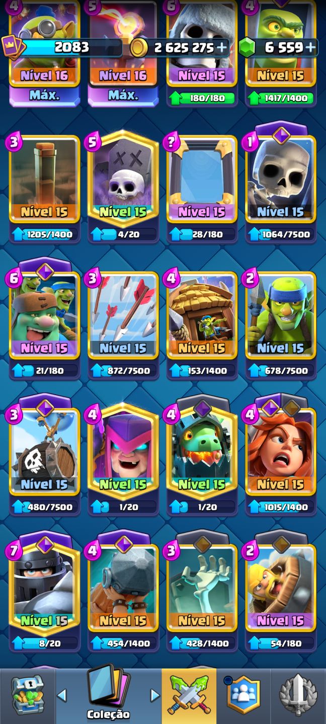 Conta de Clash royale bem upada e com várias evoluções