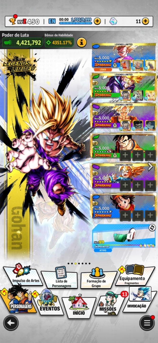 Conta histórica e competitiva. Com muitos equipamentos, e personagens(Gogeta ul)