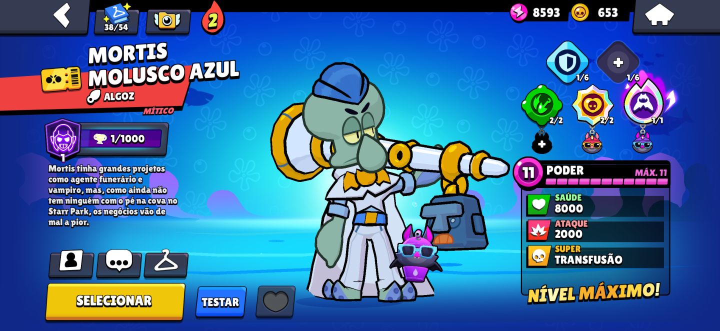 CONTA BRAWL STARS COM SKIN SHELLY ESTRELAR