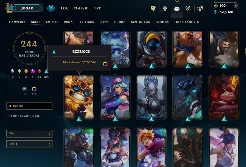CONTA PLAT III - 244 SKIN - FULL CHAMP + ESPÓLIOS LOTADOS! - 100% SEGURA!