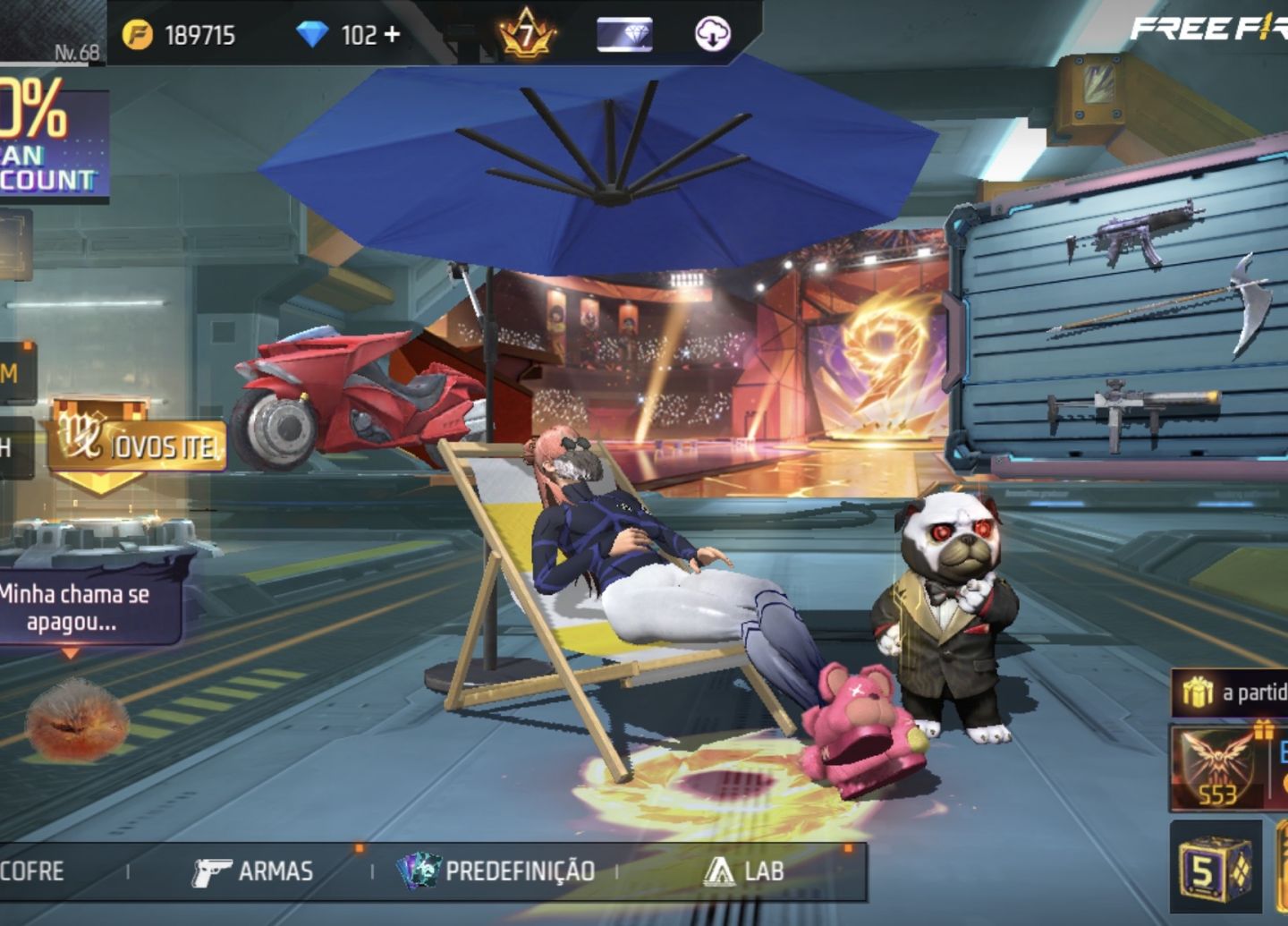 Conta de Free Fire gemada unissex