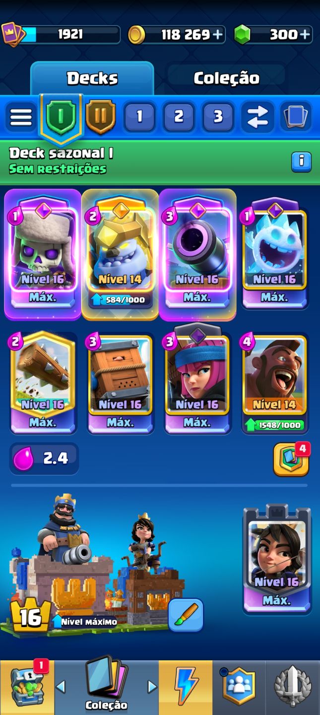 Conta de Clash Royale, arena sazonal 1 (penúltima arena) + brinde conta de Brawl