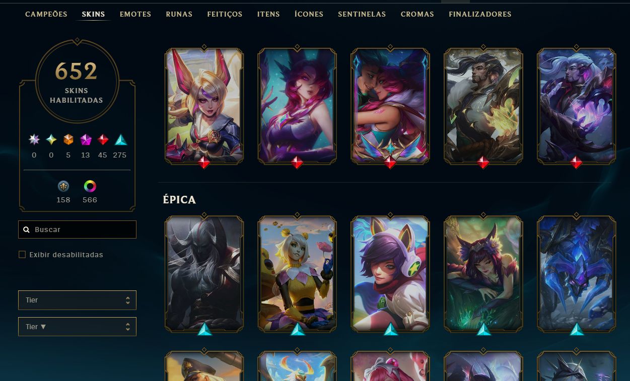 Conta de lol 2013 main sup, com skins de adcs e mid tbm o