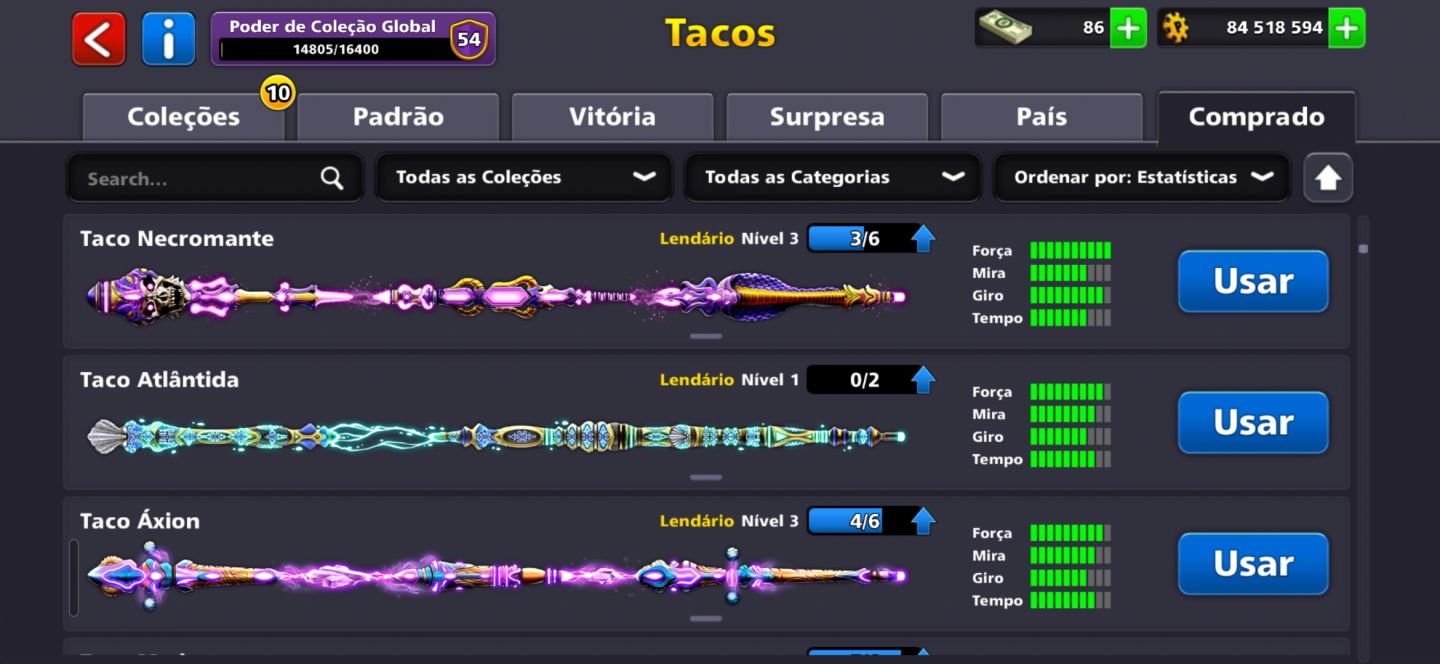 Conta 8 Ball Pool Premium - 84M de Moedas - Lendários Nível Alto