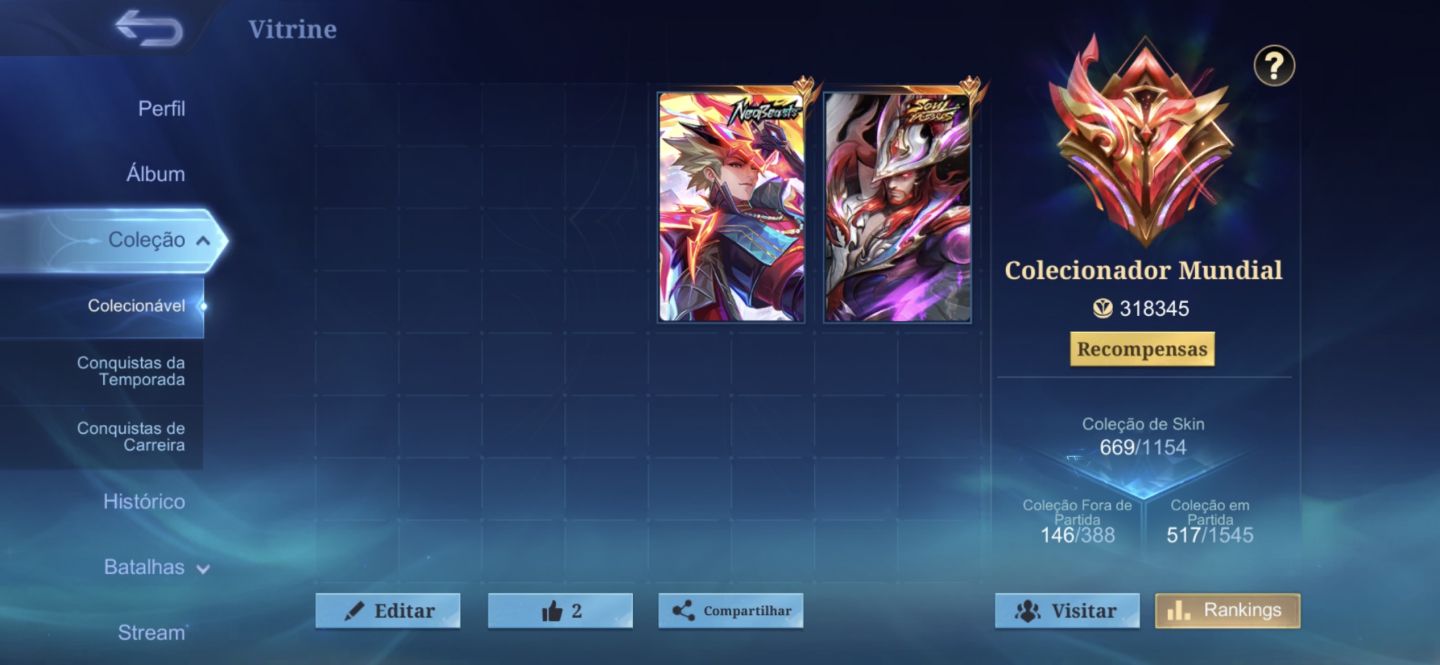 ACC EX-IMORTAL COM MUITAS SKINS MÓBILE LEGENDS
