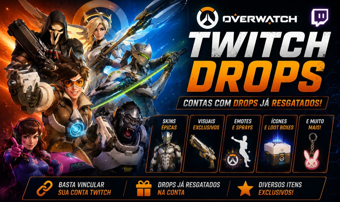 OVERWATCH 2 TWITCH DROPS ATUALIZADO