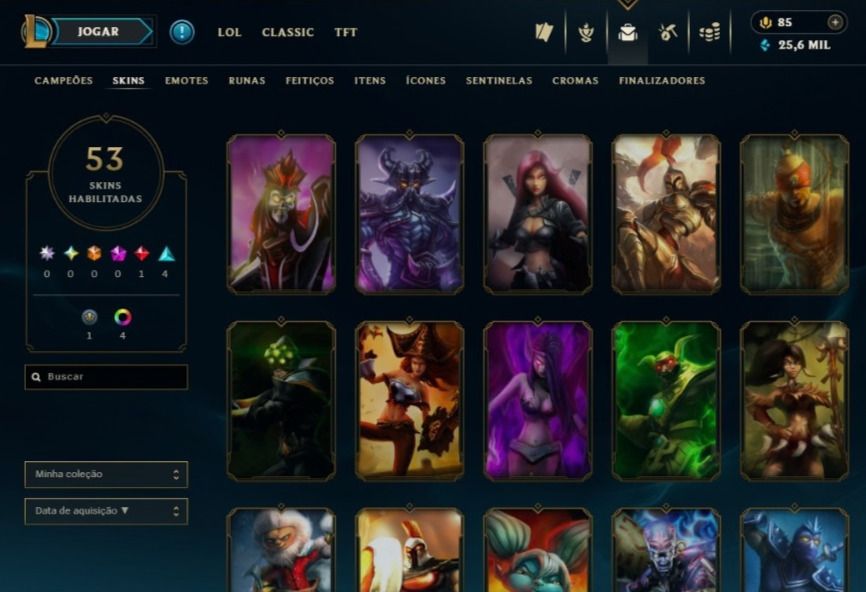 CONTA DE LEGUE OF LEGENDS LVL 42 COM 53 SKINS CONTA BRONZE 4
