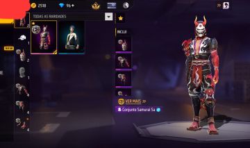 Conta de free fire lvl 3 com conjunto samurai sangrento + troca nick