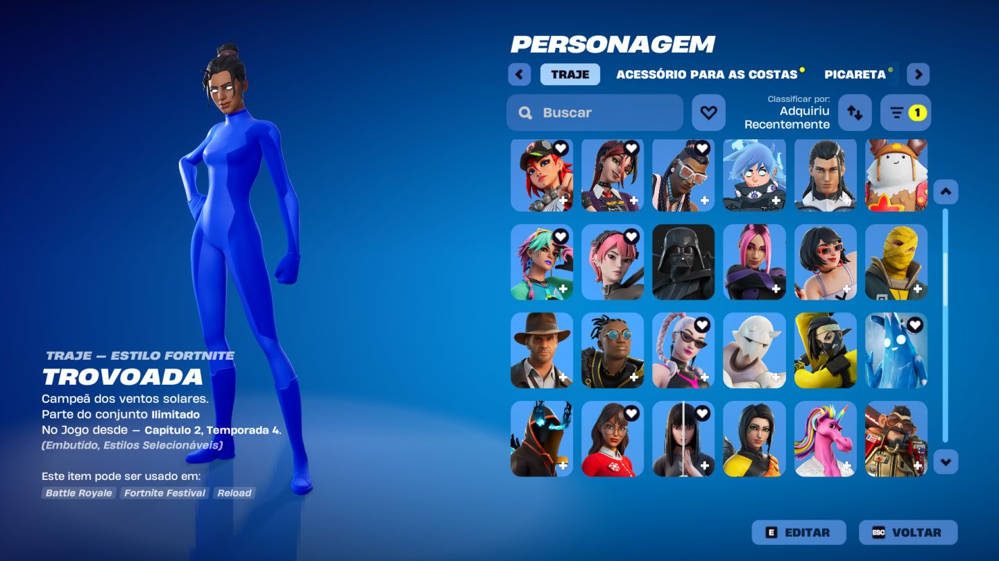 CONTA DE FORTNITE COM 122 SKINS E PICARETA MACHADO DOCE / CONTA MUITO BOA!!!